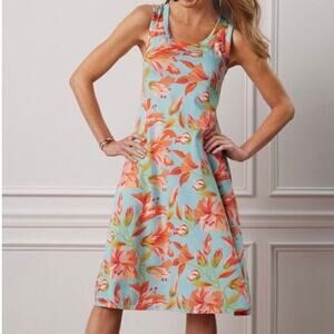 Soft Surroundings Size Medium Petite Dress Sleeveless Knee Length Floral